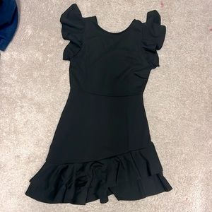 Floerns Women's V Back Inslace Layered Ruffle Hem Flutter Sleeve Dress